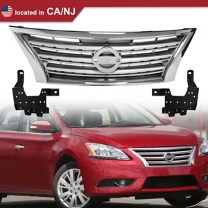 Parrilla delantera superior cromada + soporte para Nissan Sentra S SV SL 2013 2014 2015 - Imagen 1 de 13