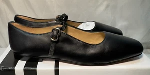 John Lewis Leather Ballet Flat UK 7 / 40 Harrietta Black Buckle Strap Mary Jane - Picture 1 of 17