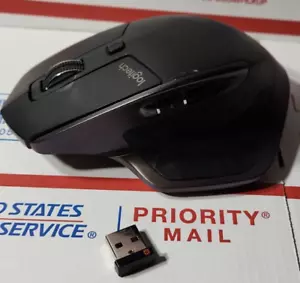 Logitech MX Master Wireless Bluetooth Rechargeable Mouse Black (M-R0066) W/ USB - Picture 1 of 8