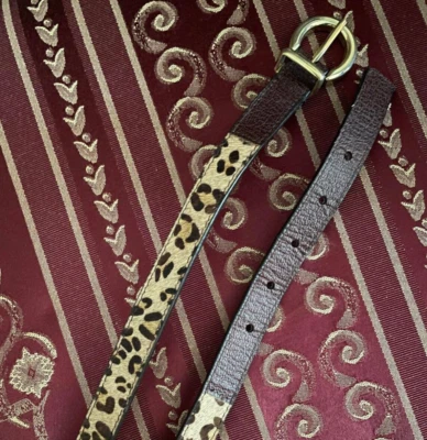 Cinturón de guepardo vintage S Oscar d la Renta cuero de vaca genuino marrón beige dorado Foto 1 de 4