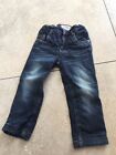 Baby Thermohose jeans Demin Gr. 92 blau Knopflochbund gef&#252;ttert