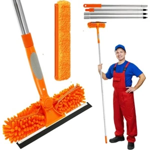 2 in 1 Fensterwischer mit Teleskopstiel Profi Fensterputzer Set Fensterabzieher - Bild 1 von 17