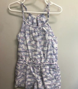 Vineyard Vines Girls Size 5  Blue Pink Whale Print Lined Cotton Romper Pockets - Picture 1 of 5