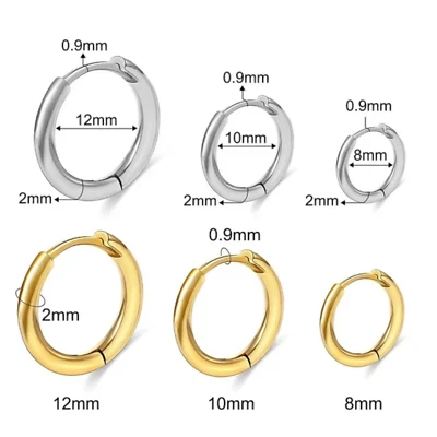 Stainless Steel Huggie Hoop Earrings Unisex Fashion Jewelry For Women, Men - Image 1 of 4