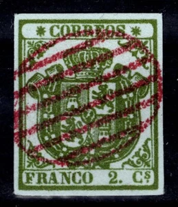 Edifil 32 A usado 1854 escudo 2 cuartos sello de España Spain Lujo - Imagen 1 de 1