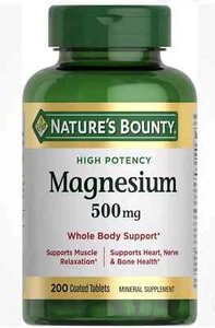 Nature's Bounty Magnesium 500 mg Mineral Supplement - 200 Tablet - New Exp06/25 - Picture 1 of 1