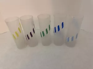 Set of (5) - Libbey Candy Stripe - 7" Tom Collins Highball Tumbler Glasses - Picture 1 of 4