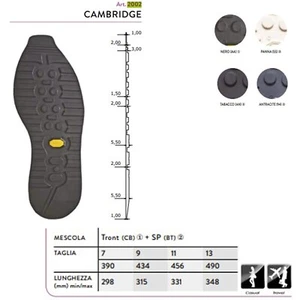 Suola pianella gomma Vibram Cambridge 2002 antiscivolo riparazione scarpe - Picture 1 of 1