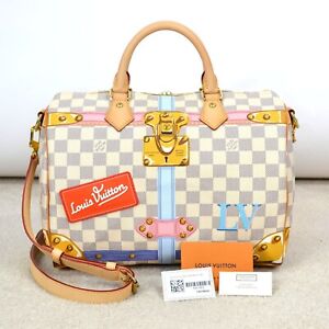Louis Vuitton Summer Trunks Speedy 30 Damier Azur Shoulder Bag Handbag Purse