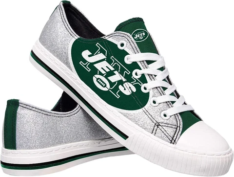 FOCO Womens NFL Team Logo Glitter Low Top Canvas Sneakers Shoes Cover