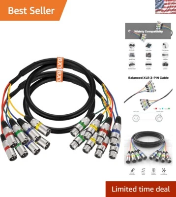 Versatile 3Ft XLR Snake Cables – 4-Channel, Strong Connectors, Ideal for Studios - Image 1 of 4