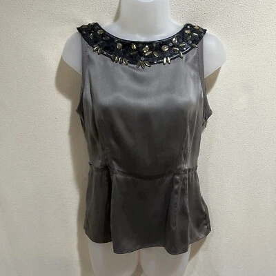 NWT Magaschoni Collection Womens Silk Beaded Sleeveless Blouse Top Size 4 - Image 1 of 4