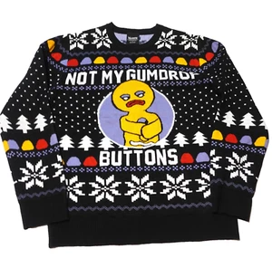 Shrek Men's Size M Gingerbread Man Not My Gumdrop Buttons Ugly Sweater Knit - Picture 1 of 7