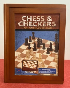 Bookcase Games Chess & Checkers Set Staunton Style 89683 Wood Pieces by Cardinal - Picture 1 of 21