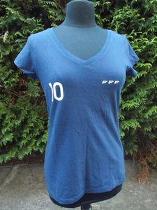 Tee shirt femme maillot de foot bleu équipe de France FFF taille L 38/40 N°10 - Picture 1 of 6