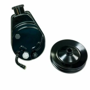 BBC SBC Chevy Black Saginaw Style Power Steering Pump w/ Double Groove Pulley - Foto 1 di 6