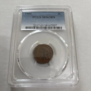 1904 Indian Head Cent PCGS MS 63 RED BROWN 1c - Picture 1 of 2