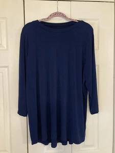 Susan Graver Modern Essentials 3/4-Arm Liquid Knit Top Size 2X Navy Stretch - Bild 1 von 6