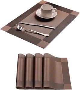 Table Placemats Dining Place Mats Set of 4 Heat 4, Brown  - Picture 1 of 6