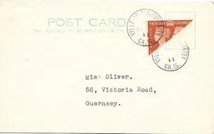 Guernsey 1941 2d Orange Centenary Bisect on Plain Card - Local Use - Picture 1 of 1