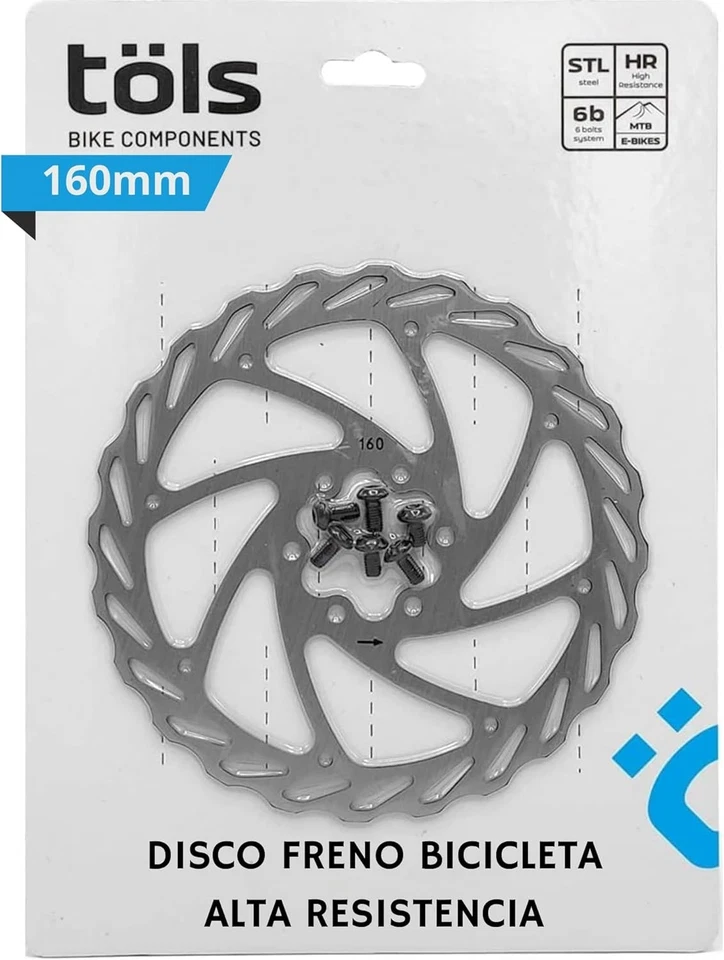 Disco de Freno MTB 160mm - Kit Frenos Bicicleta Montaña - Imagen 1 de 3