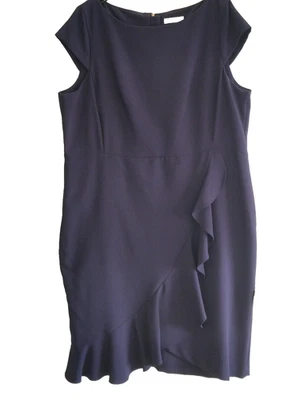"PER UNA" Beautiful Navy Blue Frilled Shift Dress - SIZE 22 - BRAND NEW!!! - Image 1 of 4
