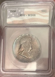 1956 Franklin Half Dollar MS66 ICG Beautiful Tone - Picture 1 of 5