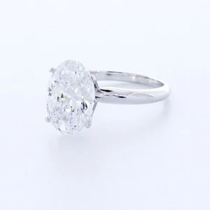 3.0 CT LAB-CREATED DIAMOND E/VVS2 OVAL CUT 14K WHITE GOLD CLASSIC SOLITAIRE RING - Picture 1 of 3