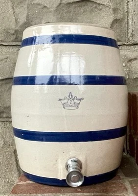 Antique 2 Gallon Blue Crown Robinson Ransbottom Water Cooler Crock No Lid - Image 1 of 3