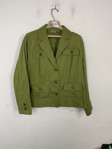 Chicos Womens Jacket Blazer 3 Sz XL Olive Green Fairy Twee Utility Casual  - Picture 1 of 12