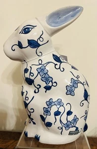 Mikasa Blue & White Floral+ Vines Easter Standing Bunny Rabbit Figurine 10.5"NWT - Picture 1 of 10