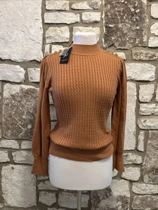 Adrianna Papell Damen Pullover Zopfmuster Pulli Gr. S Senf Neu mit Etikett - Bild 1 von 5