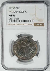 1915-S Panama Pacific 50c MS63 NGC 950498-1 - Picture 1 of 6