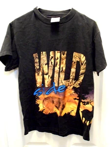 Vintage Tultex Wild Side Nature T Shirt Med Y2K Hunting Double Sided Wrap Print - Picture 1 of 7