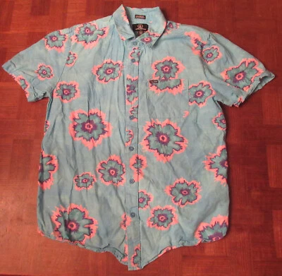 Volcom Tie Dye Floral button-front Hawaiian surf shirt sz XS - Image 1 of 4