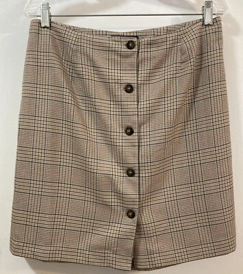 Falda LIZSPORT Skort Botón Plano Frontal Clásica Cuadros Beige Marrones Bolsillos 14 Foto 1 de 4