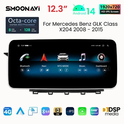 Head Unit For Mercedes GLK-Klasse X204 Autoradio Android 14 128GB CarPlay NAVI - Bild 1 von 4