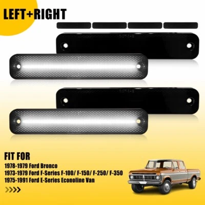 For Ford 75-91 E-Series Van Econoline Smoked White LED Side Marker Lights 4PCS C - Image 1 of 4