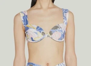 $150 Milly Women Blue Under The Sea Underwire Bikini Top Swimwear Size S - Picture 1 of 3