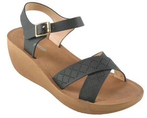 Forever Women's Wedge-17 Adjustable Ankle Strap Platform Wedge Heel Sandals - Picture 1 of 14