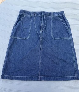 Vintage Eddie Bauer Denim Blue Jean Skirt Size 10  Midi Y2K 90’s Pockets  Long D - Picture 1 of 18