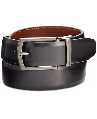 $225 Ryan Seacrest Para Hombre Negro Marrón Hebilla Reversible Imitación Cuero Cinturón Talla 38 Foto 1 de 4