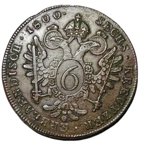 1800C AUSTRIA w Emperor Franz II Hapsburg Antique 6 Kreuzer Austrian Coin - Picture 1 of 2