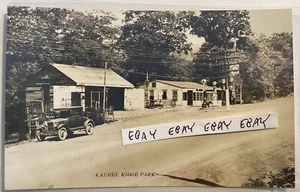FRÜHE LAUREL RIDGE PARK GAS PA. LINCOLN HIGHWAY SELTENE ECHTFOTO RPPC POSTKARTE - Bild 1 von 3