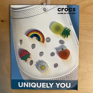New Crocs Jibbitz Charms Translucent 5 Pack Rainbow Strawberry Flower - Picture 1 of 2