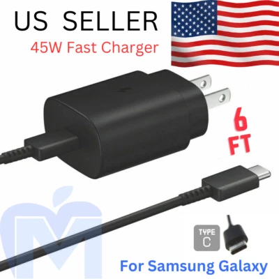 45W USB-C Super Fast Wall Charger + 6FT Cable For Samsung Galaxy Note, S - Image 1 of 4
