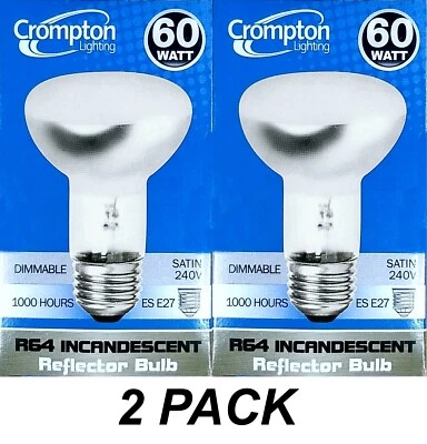 2 x 60W Incandescent R63 Reflector Light Globes Bulbs Edison Screw E27 Dimmable - image 1 of 3