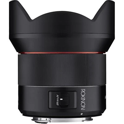 Lente Rokinon AF 14 mm f/2,8 con tapas delanteras y traseras para Canon EF, negro Foto 1 de 4