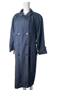 Nuage Vintage Jacket Trench Coat Size 10 Womens Navy Blue Rain Waterproof Belted - Picture 1 of 16