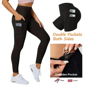 Women High Waist Gym Leggings Pocket Fitness Sports Running Ladies Yoga Pants UK - Picture 1 of 17